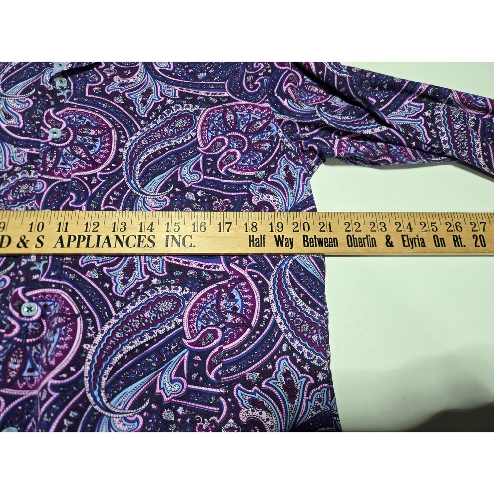 Stone Rose Purple Paisley Button Up Shirt Men's L - Picture 4 of 5